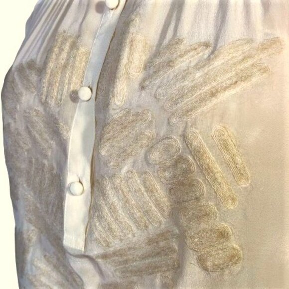 Sachin + Babi 100% silk applique ivory/cream ruched sleeves tunic top - Picture 12 of 16